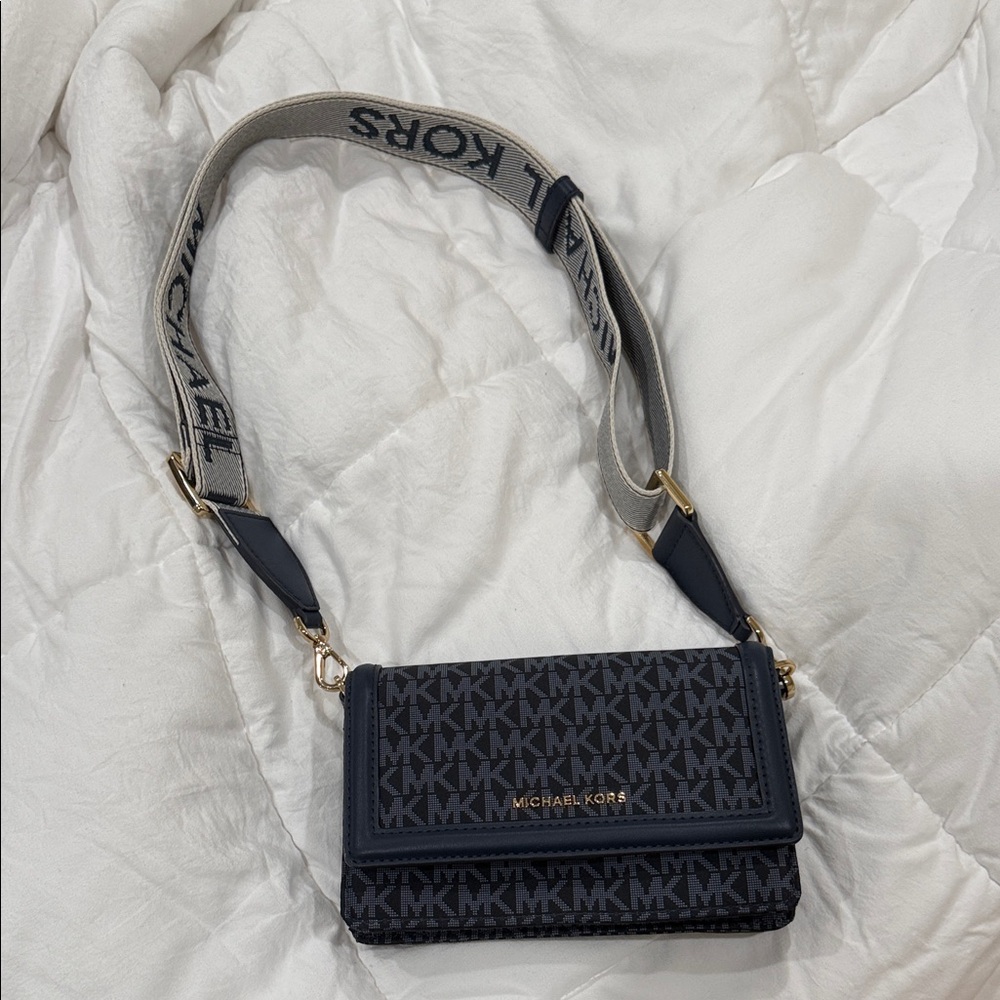 Michael Kors Dark Blue Monogram Crossbody Bag